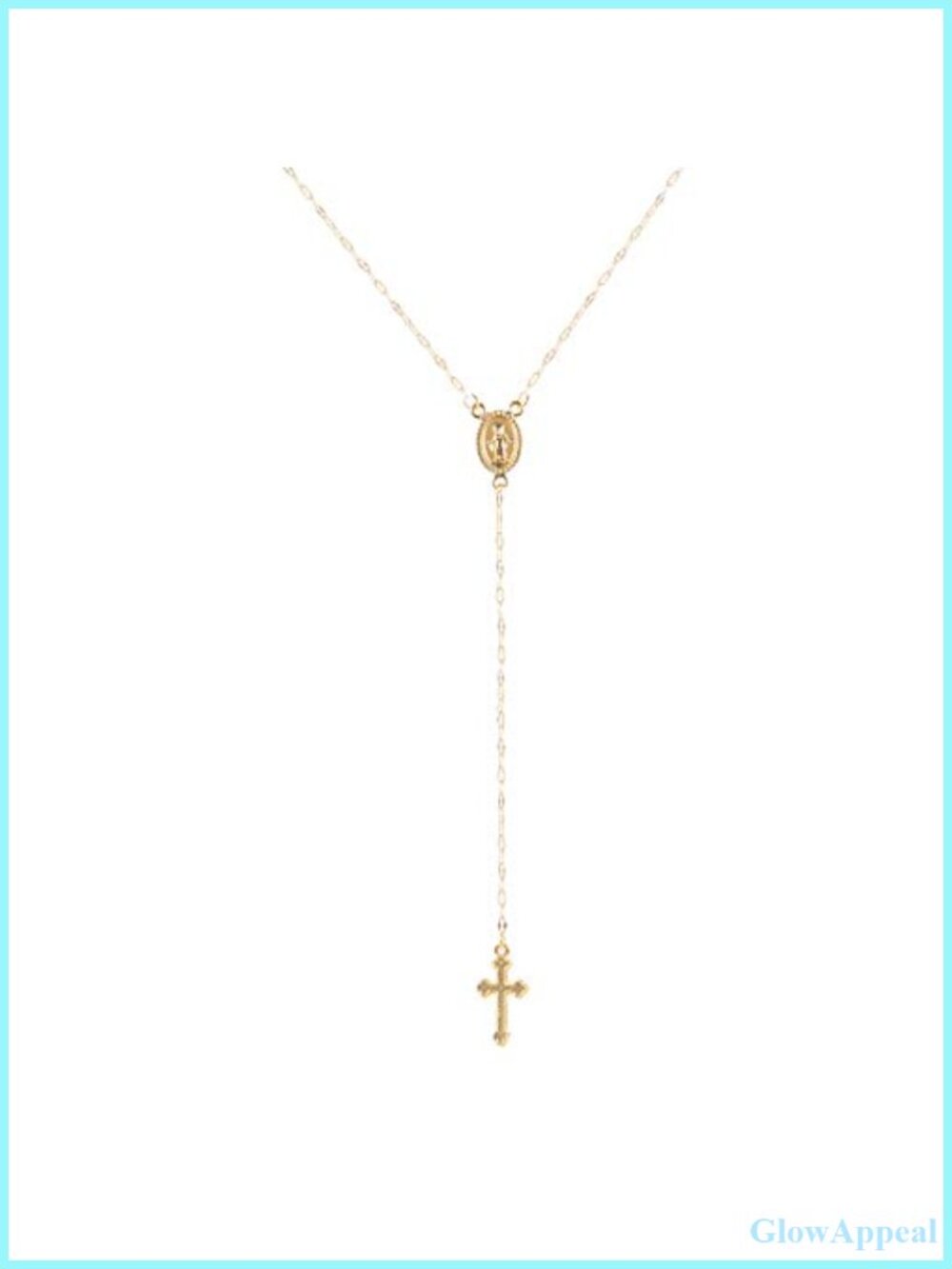 Cross Pendant Necklace Long Y Tassel Chain Drop Necklace Gold Plated Alloy Women